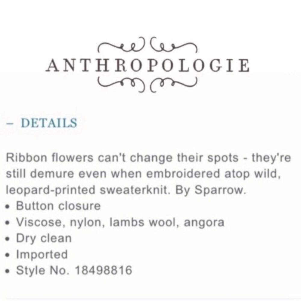Sparrow Anthro Embellished Floral Leopard Ruffle Draped Cashmere Cardigan - XS - Picture 12 of 13
